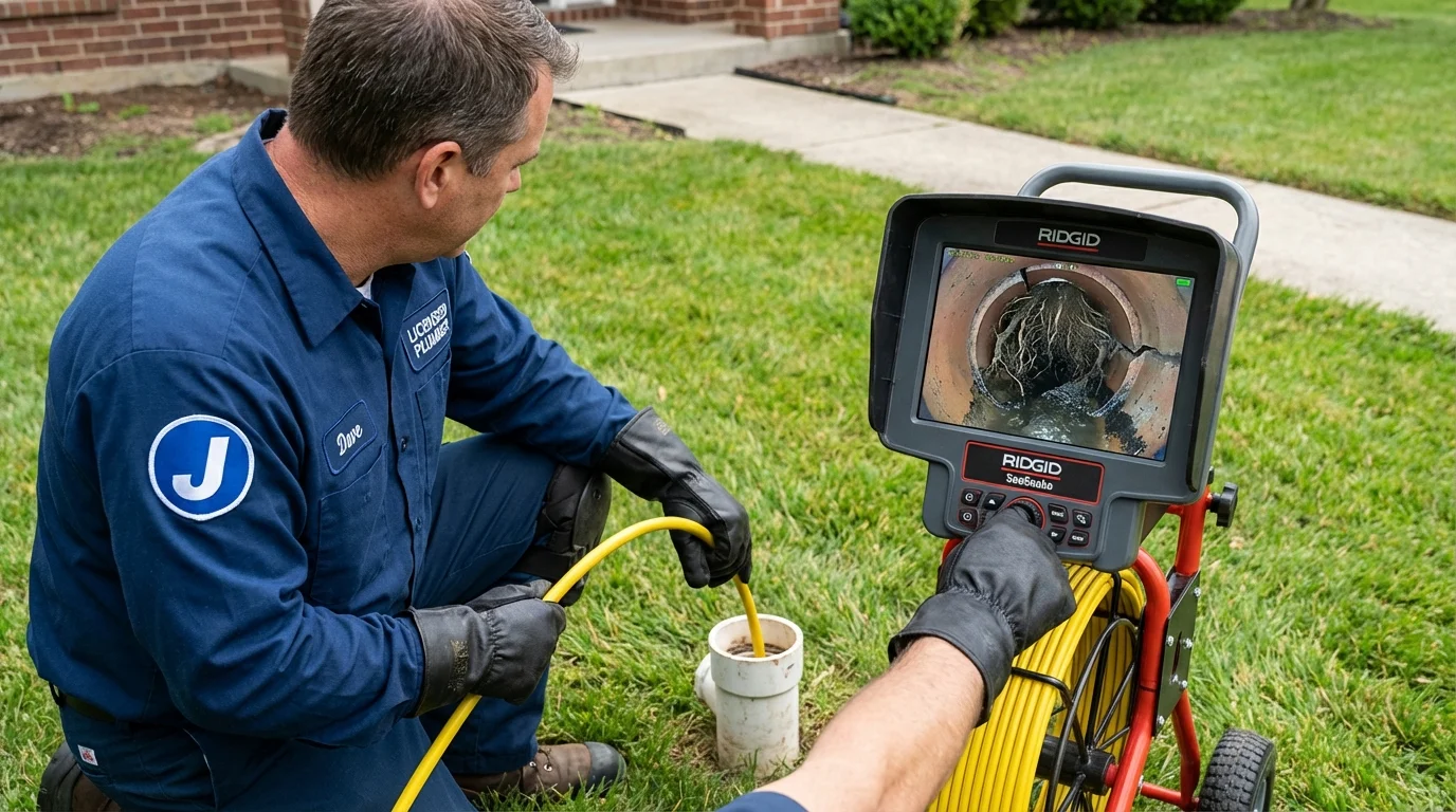 Sewer camera inspection being performed by Johns Plumbing LLC in Salcha