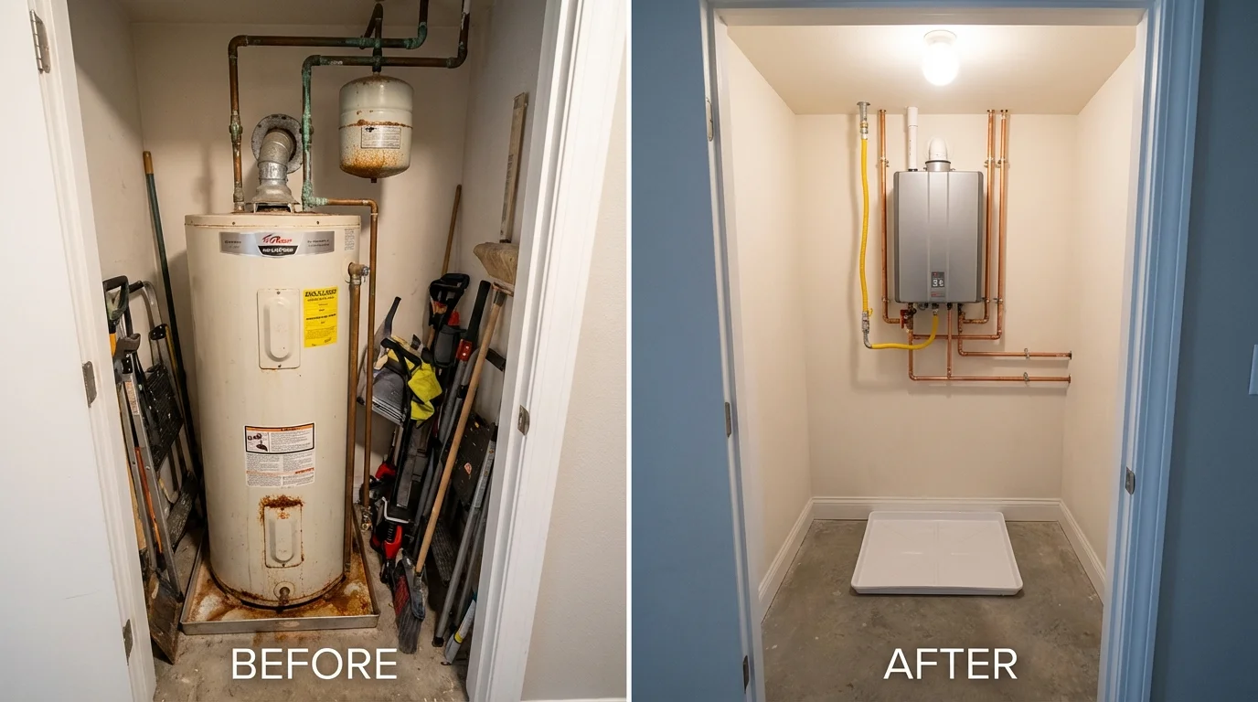 Tank water heater versus wall-mounted tankless unit comparison for Salcha, AK homeowners